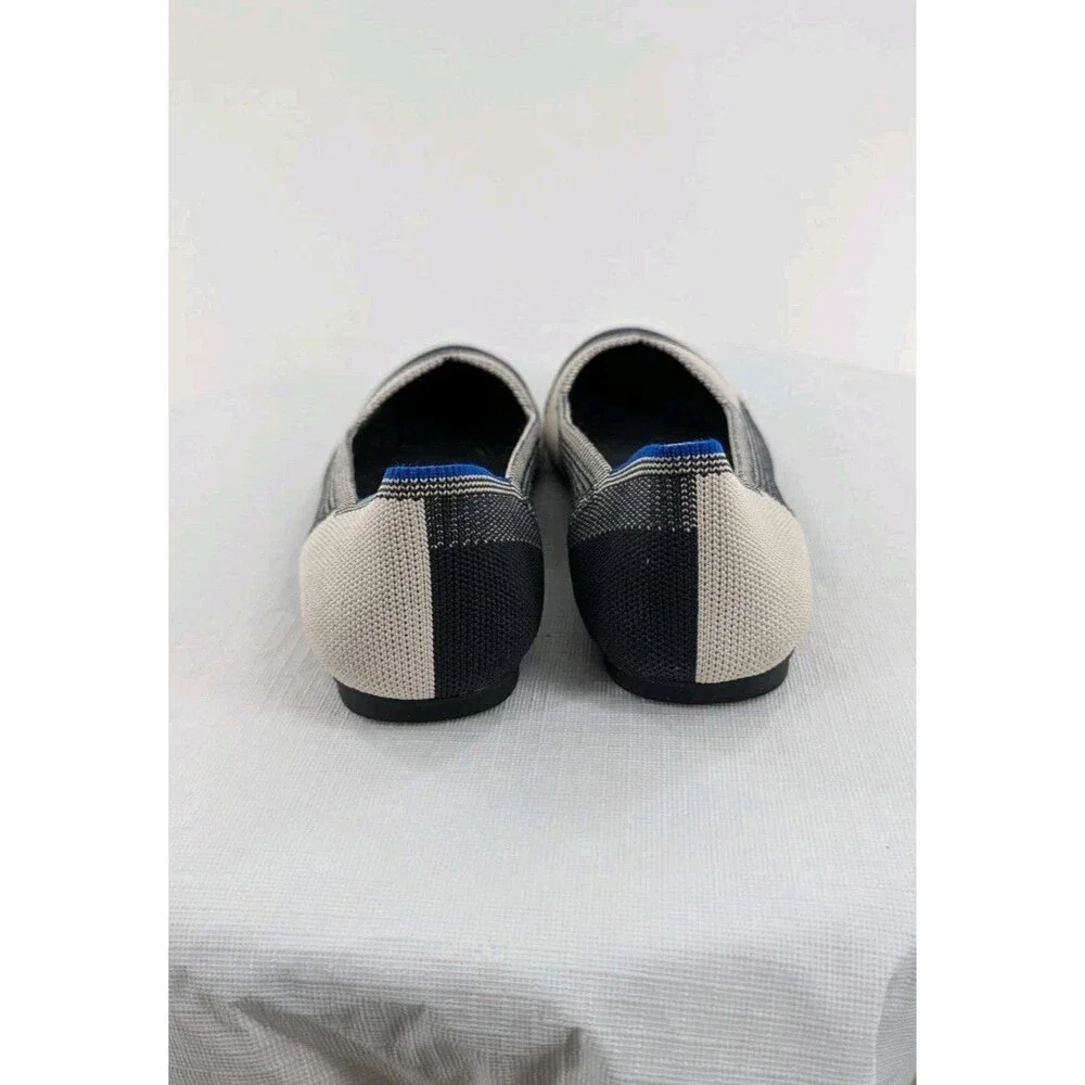 Rothy’s Beige Black Gray Captoe Flats 7.5 Ballet Work Office Preppy Comfort Shoe